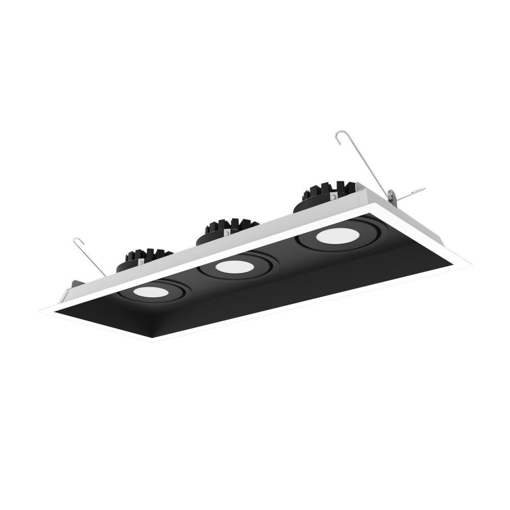 Three-Head Flanged LED Multiple Lighting Trim, 2500lm per Head w/ Narrow Flood Optic, 4000K,