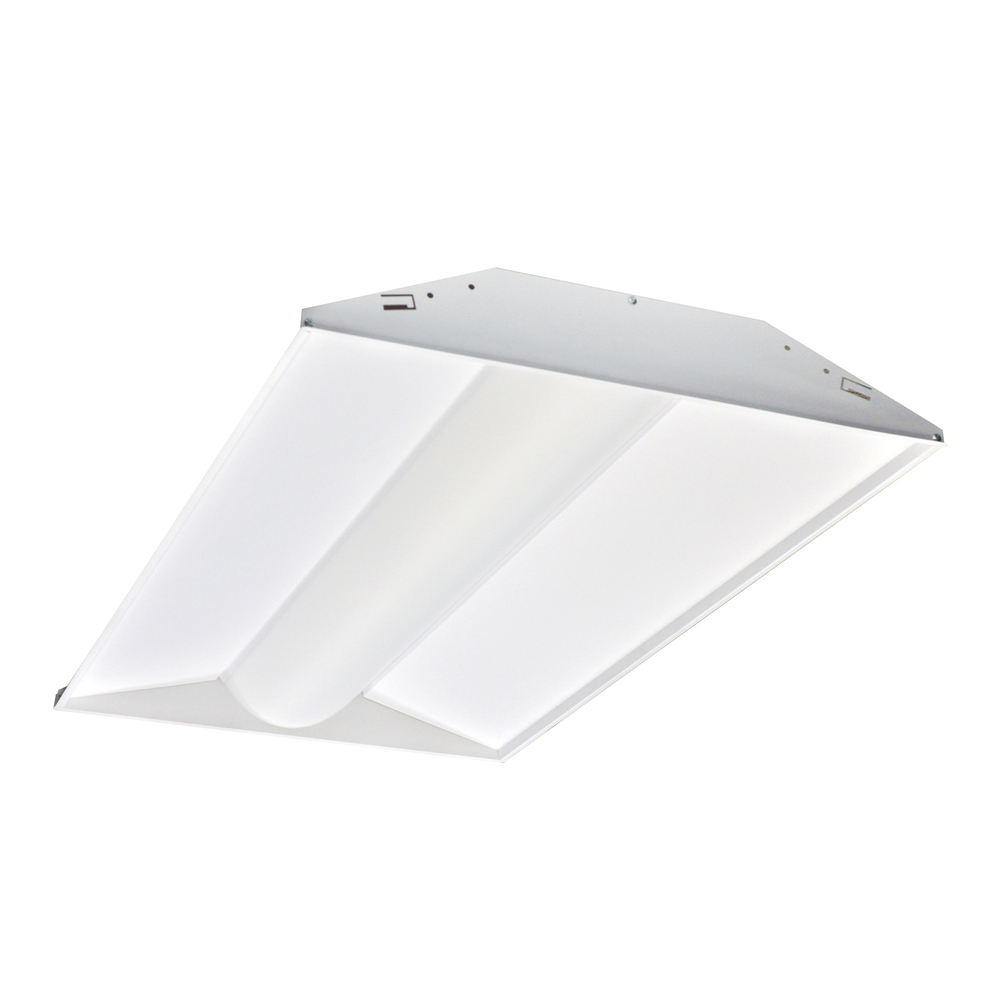 2x4 LED Center Basket Troffer, 55W, 3000K, White, w/ EM Battery