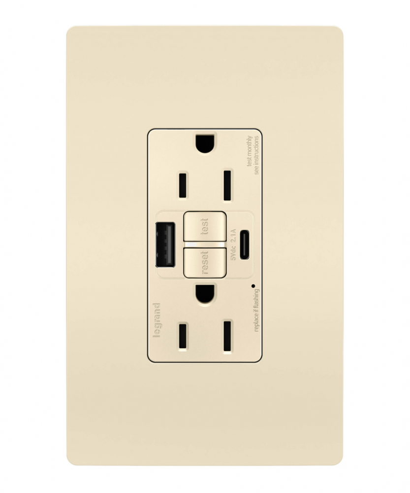 SELF-TEST GFCI RECEP TR 15A W/ USB AC LA