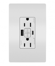 Legrand Radiant CA 1597TRUSBACWC4 - radiant? Tamper-Resistant 15A Duplex Self-Test GFCI Receptacles with SafeLock? Protection, USB Type