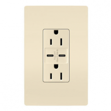Legrand Radiant CA R26USBCC6LACCV4 - radiant? 15A Tamper-Resistant Ultra-Fast USB Type C/C Outlet, Light Almond