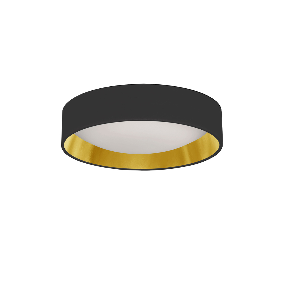 11" Light Flush Mount Fixture Black/Gold Shade