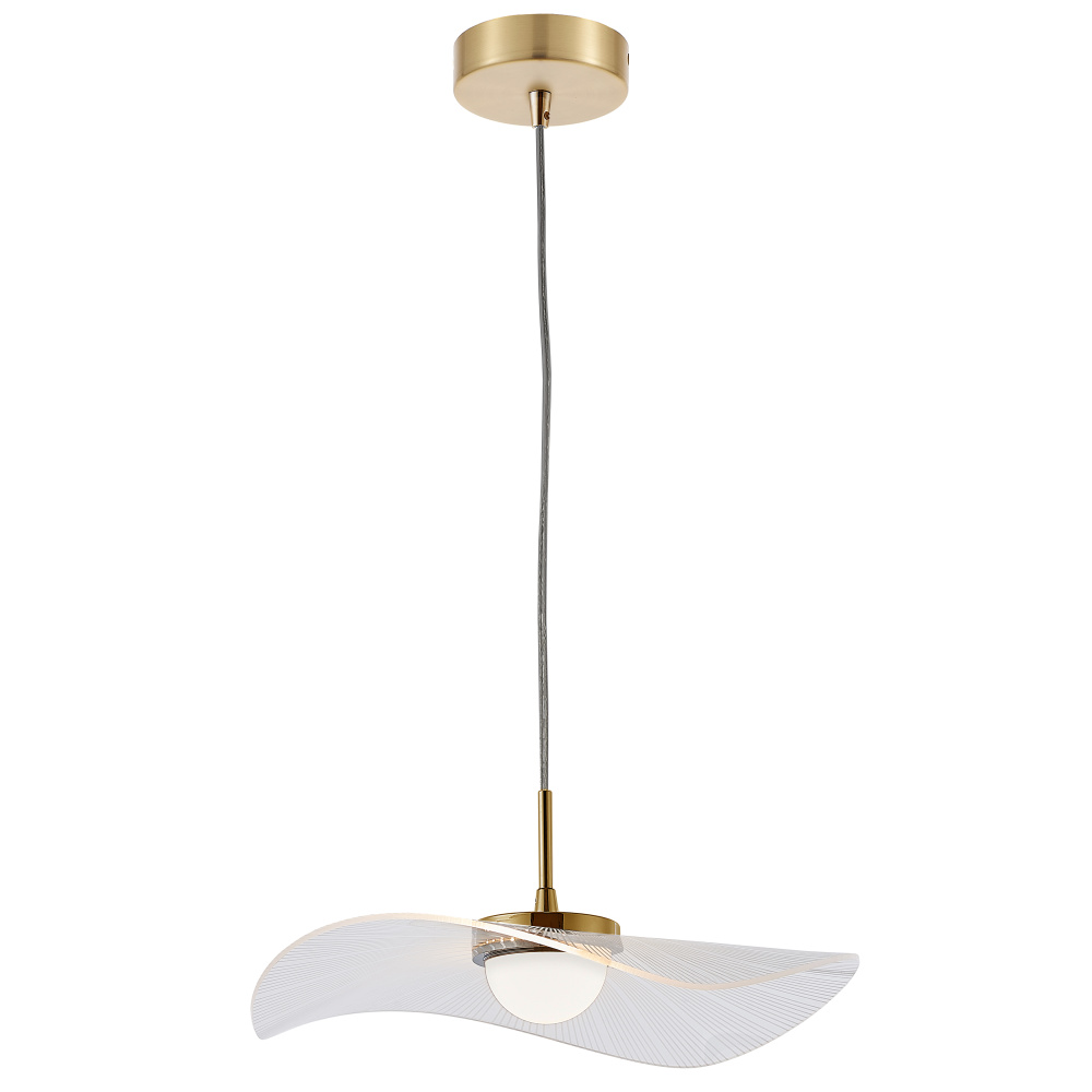10W Pendant in Aged Brass w/ Clear and White Pinstripe Acrylic