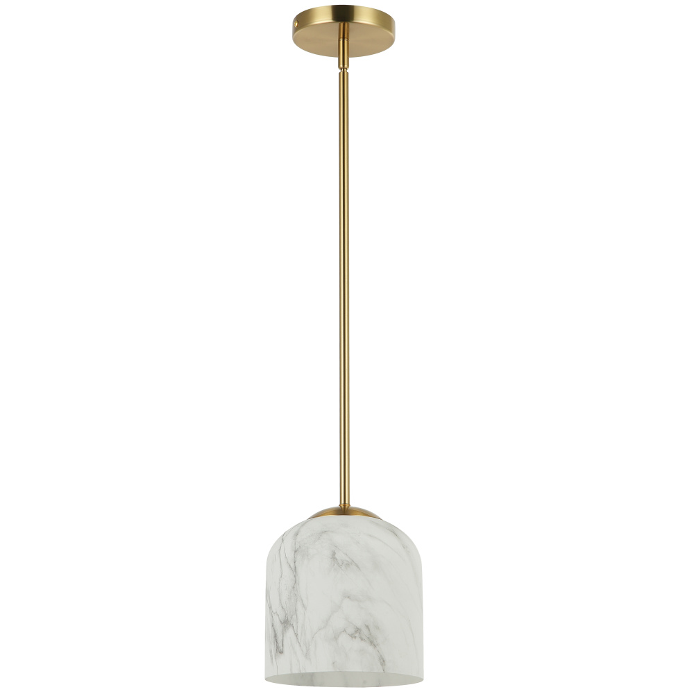 1 Light Pendant in Aged Brass w/ Alabaster Glass