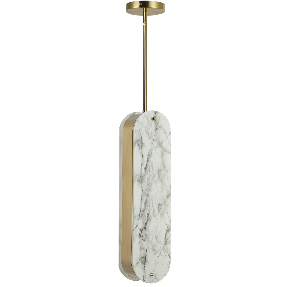 1 Light Pendant in Aged Brass w/ Faux Alabaster Acrylic