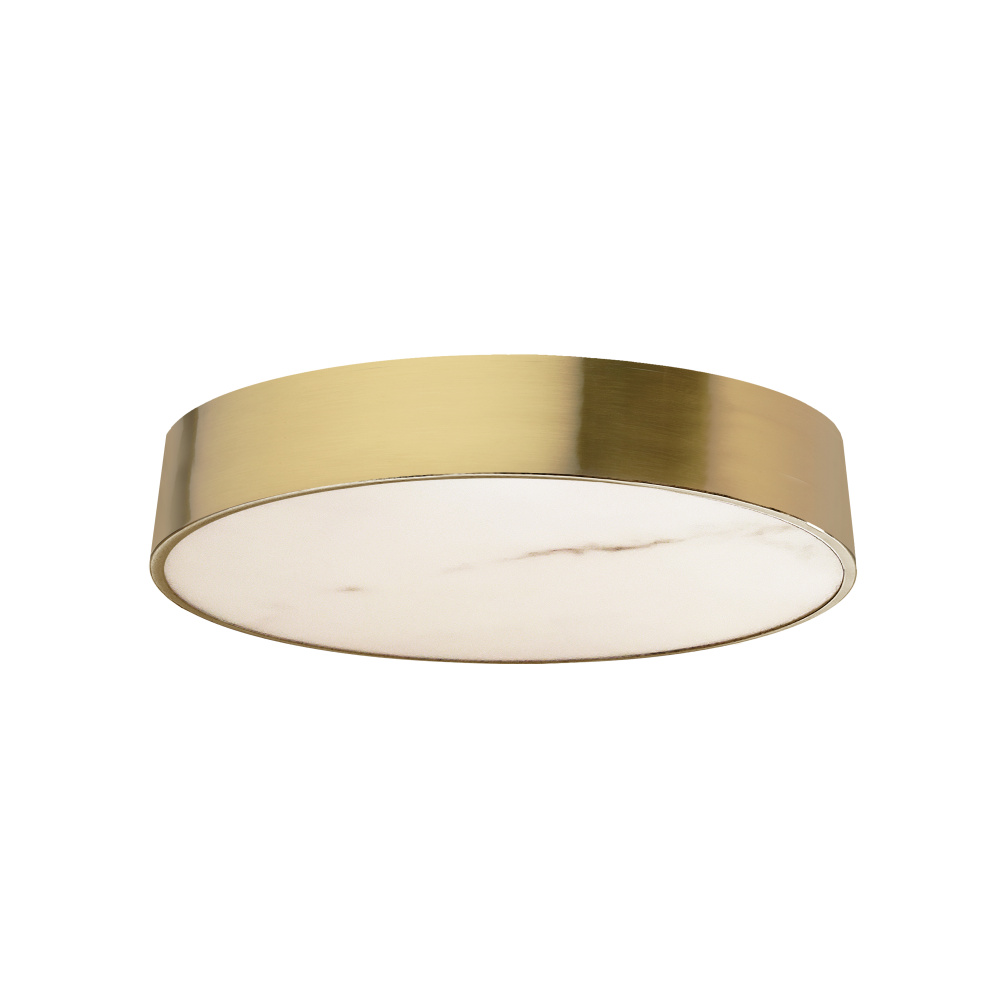 30W Flush Mount in Aged Brass w/ Alabaster Diffuser