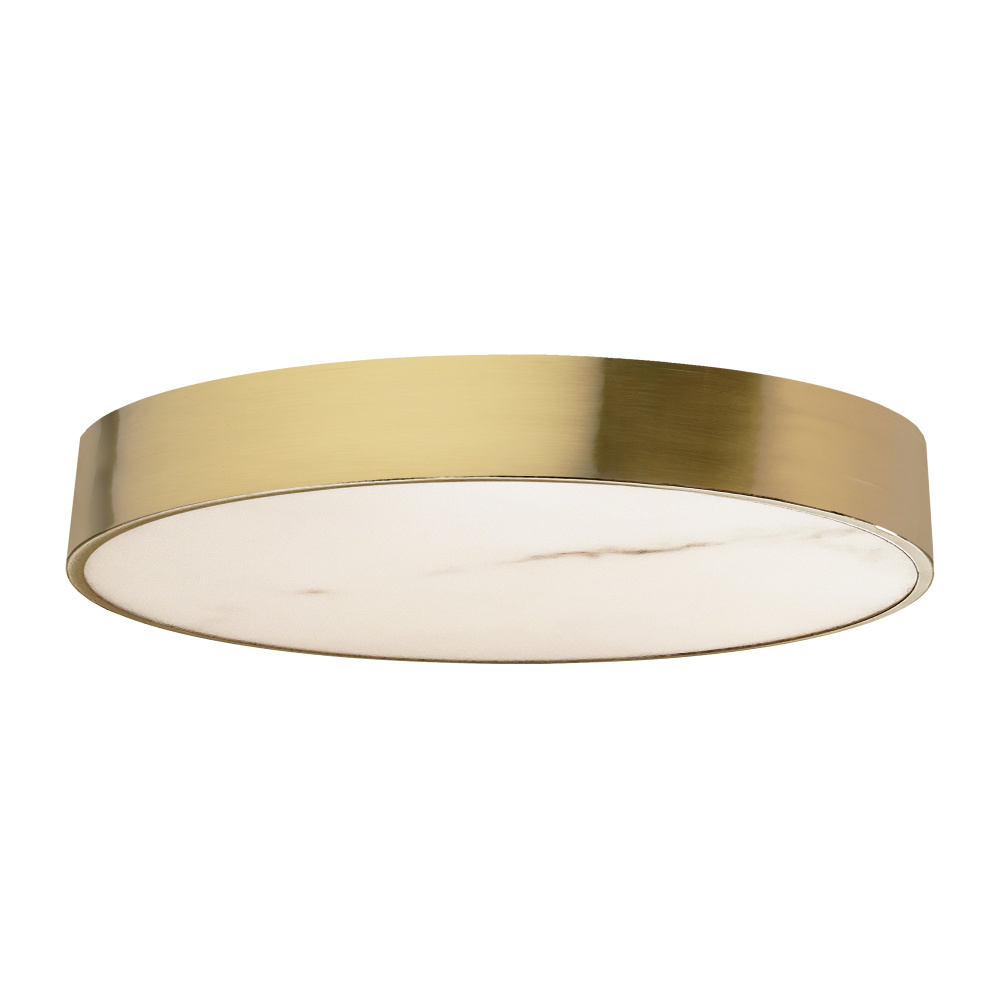 40W Flush Mount in Aged Brass w/ Alabaster Diffuser