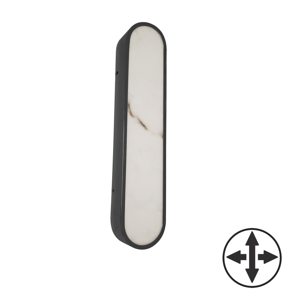 30W Wall Sconce in Matte Black w/ Alabaster Diffuser