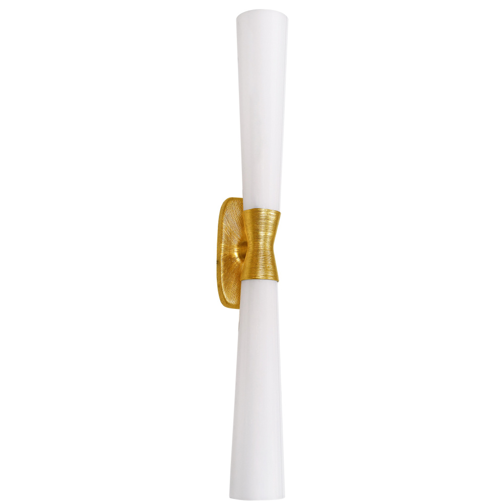 2 Light Wall Sconce in Gold w/ Opal Glass