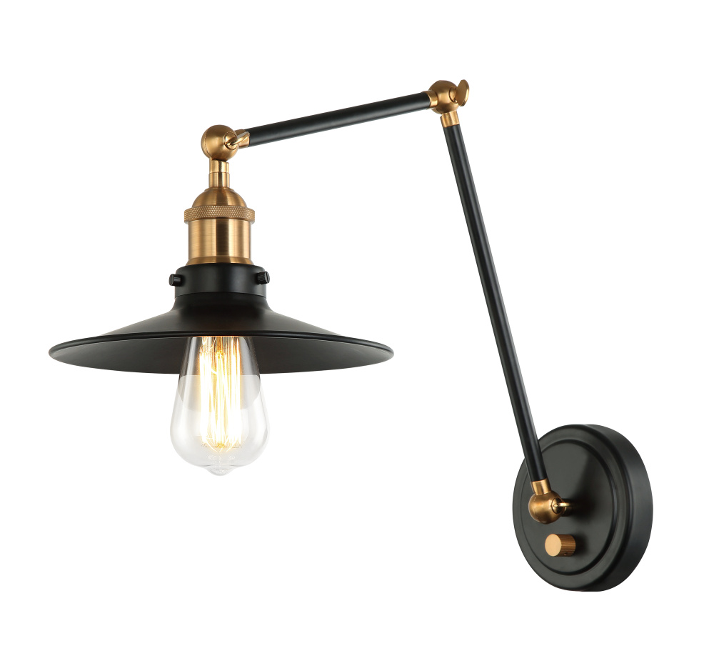 Brixson Aged Gold Brass + Black Wall Sconce