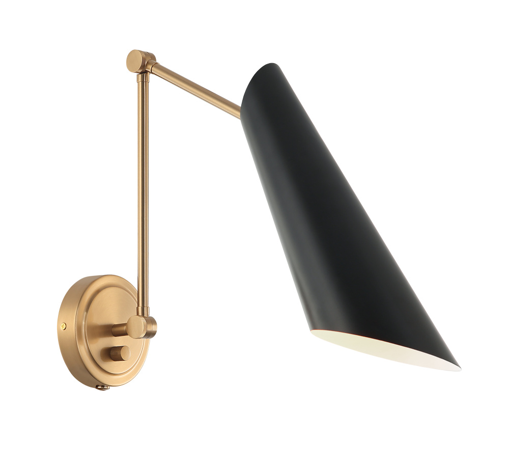 Butera Aged Gold Brass + Black Wall Sconce