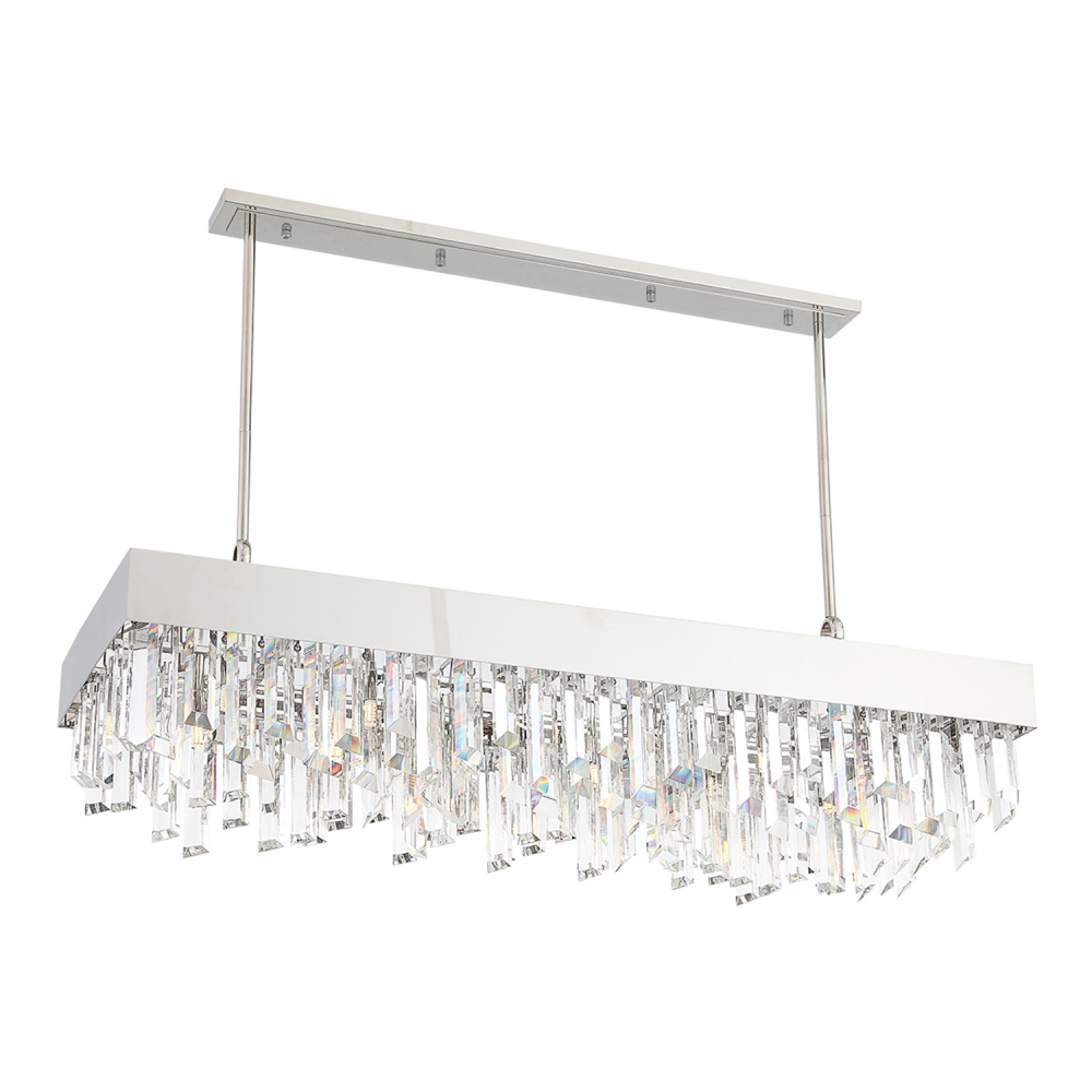 Cuspis 48" 12-Light, Dinning Crystal Chandelier in Polished Nickel