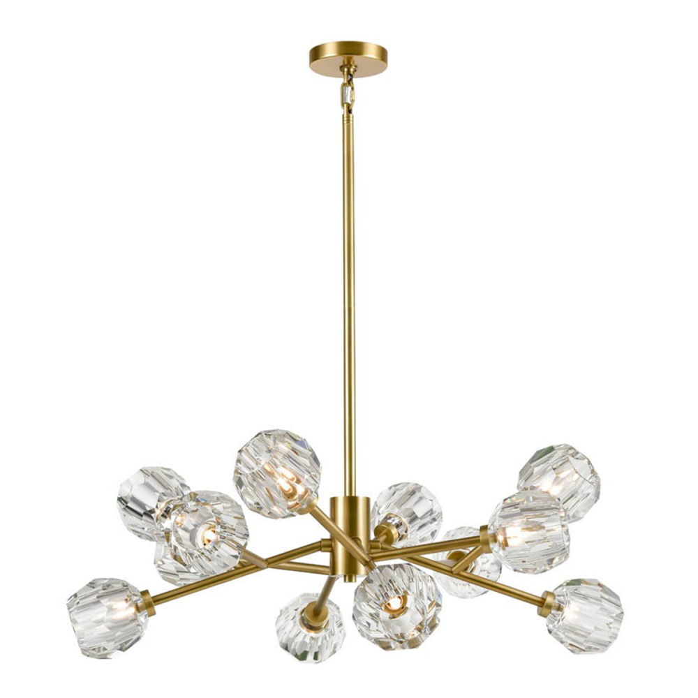 Parisian 35" 12-Light, Crystal Sputnik in Aged Brass