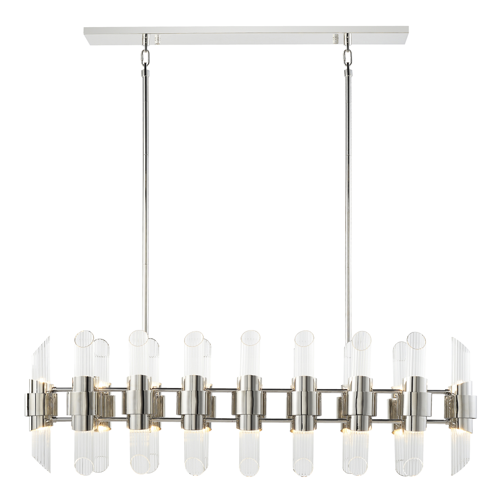 32 Duo Light 48" Polished Nickel Linear Glass Chandelier