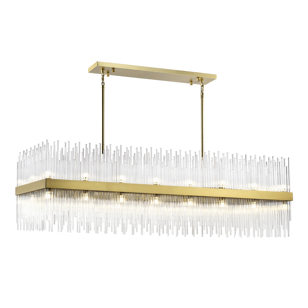Citadel 60" 36-Light, Glass Stem Dinning Chandelier in Aged Brass