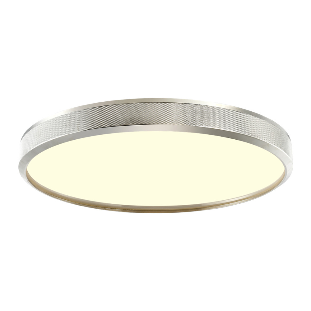 Zigrina 24" Diamond Knurled LED Flush Mount in Polished Nickel