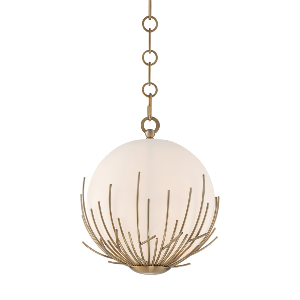 Consus 10" 1-Light, Organic Glass Mini-Pendant in Aged Brass
