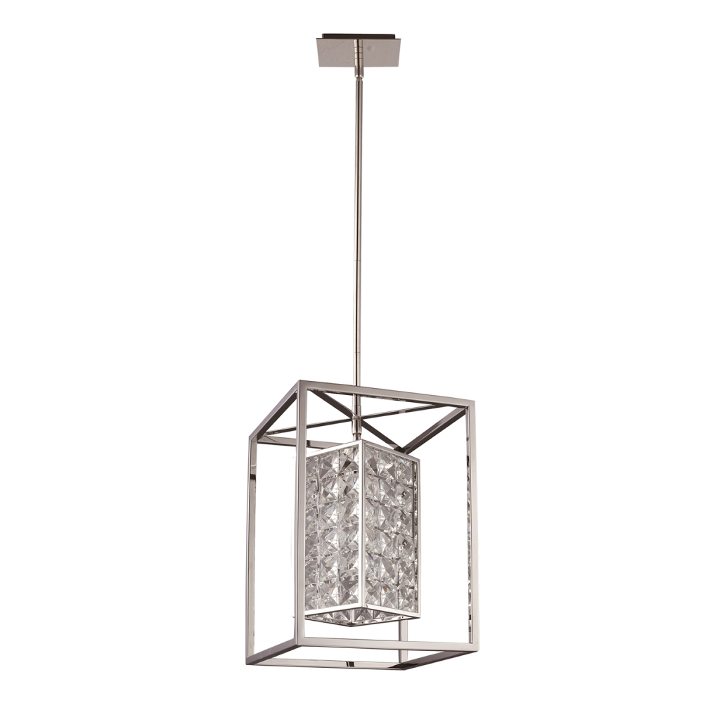 Struttura 10" Geometric Crystal Pendant in Stainless Steel