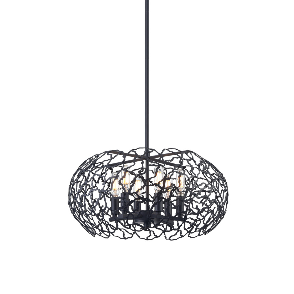 Helios 18" 6-Light, Organic Oval Pendant in Matte Black