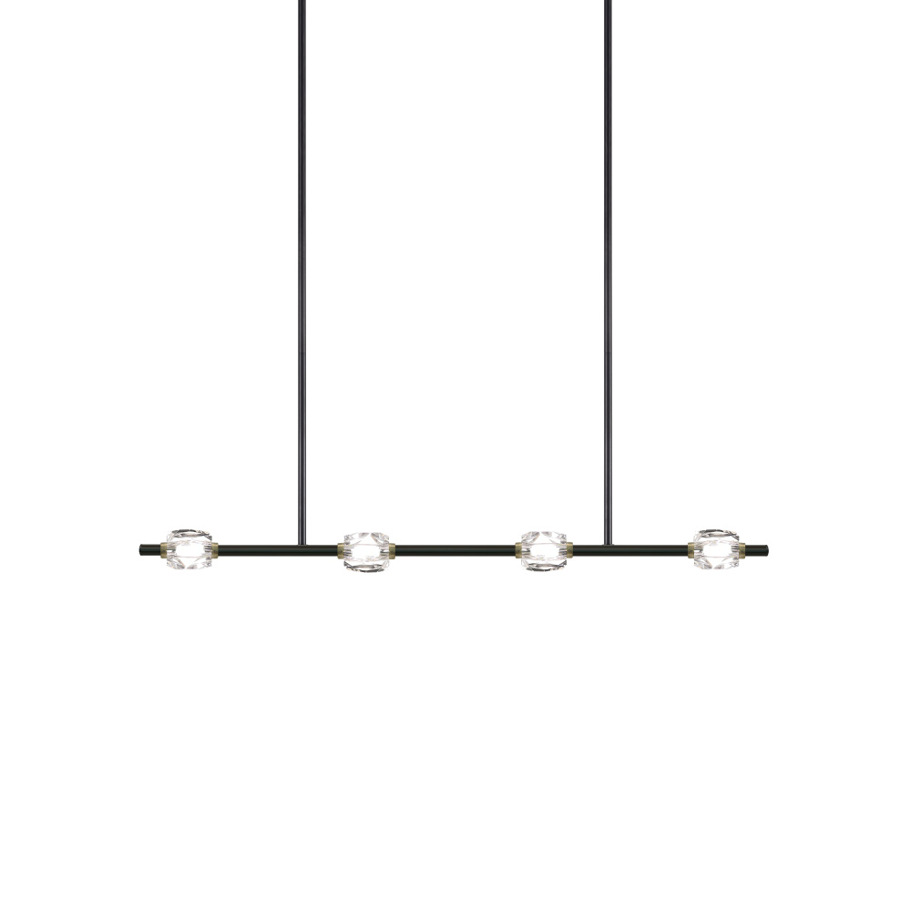 Diamante 37" LED 4-Light, Sleek Crystal Linear in Oxide Black & Brass