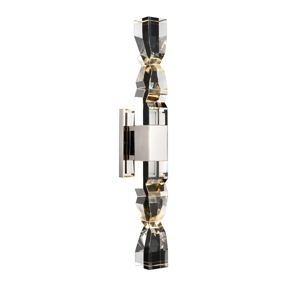 Mamadim LED 3"x3" Single Crystal Duo Wall Sconce in Polished Nickel
