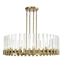 ZEEV Lighting CD10357-12-AGB - Julian 32" 12-Light, Round Glass Stem Chandelier in Aged Brass