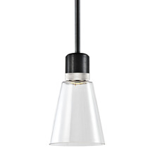ZEEV Lighting P11704-LED-SBB-K-PN-G16 - 7" LED 3CCT Clear Bell Glass Pendant Light, Satin Brushed Black with Nickel Metal Finish