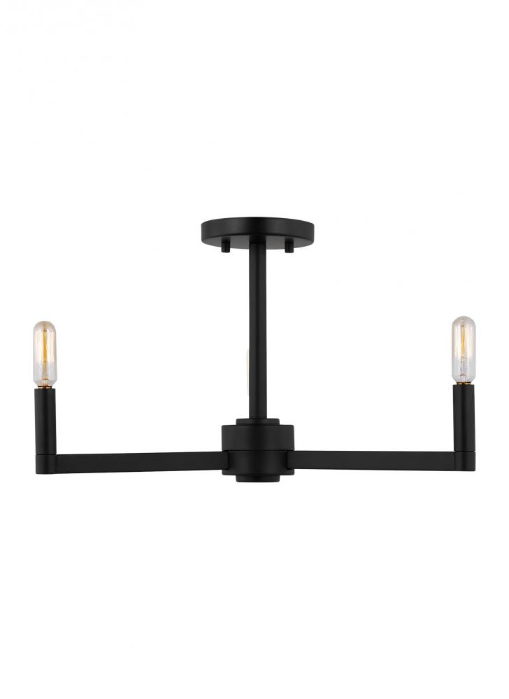 Fulton modern 3-light indoor dimmable semi-flush mount in midnight black finish